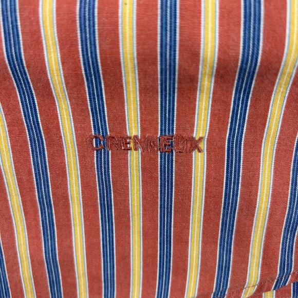 Daniel Cremieux Men's Orange Striped 100% Cotton Long Sleeve Button Up Shirt - Picture 16 of 16